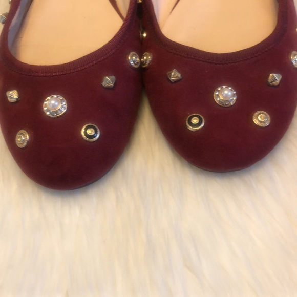 Nine West Morton ballet flat in wine with embellished beads and stones Sz 7M - Picture 2 of 8